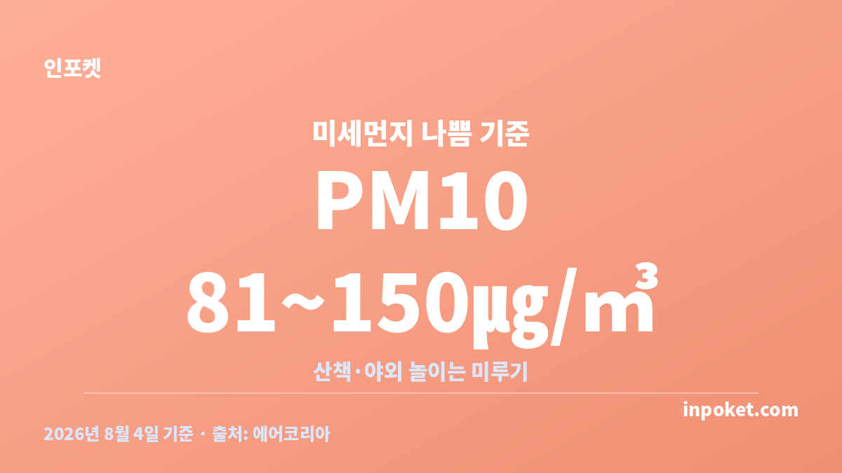 미세먼지 나쁜 날 아기 외출 기준 중 PM10 나쁨 수치 카드