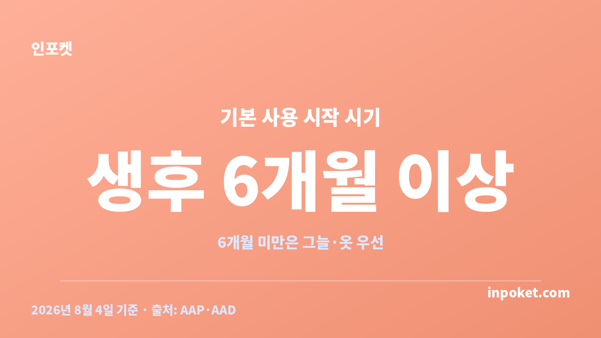아기 자외선차단제 언제부터 사용하는지 생후 6개월 기준을 정리한 카드